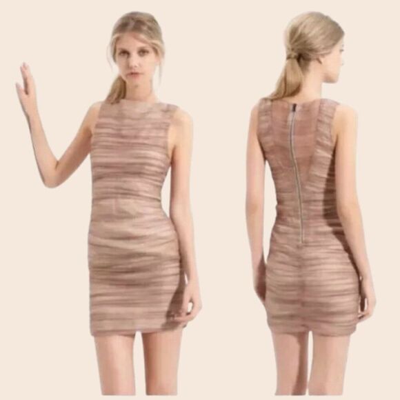 Alice & Olivia Ginger Ruched Chiffon Silk Mini Dress Size 4 - Picture 1 of 15